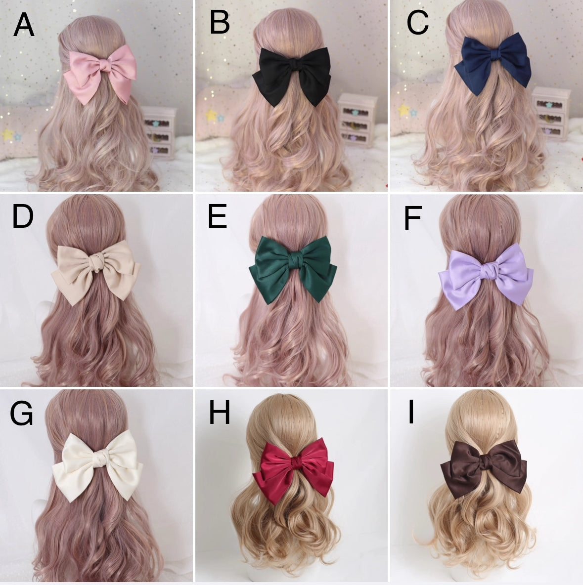 Elegant Japanese Style Large Satin Bow Hair Clip Lolita & JK Back Headpiece